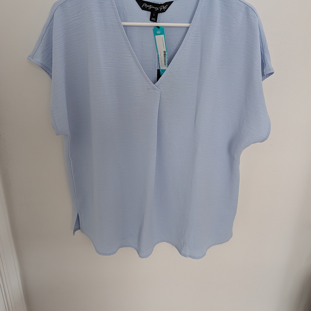 Monteau Powder Blue V-Neck Dolman Blouse